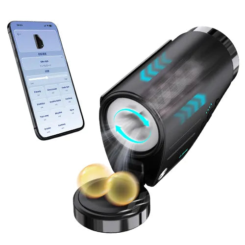 THE SHOTTY(ショッティ) 一台5役片手で貫通式電動オナホール 睾丸刺激用振動パッド付き 勃起サポート ビデオ連動可能 回転・ピストン・振動・睾丸刺激・両面挿入デザイン